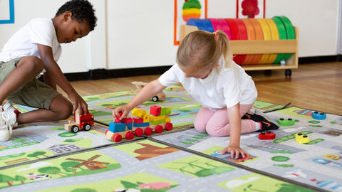 Small World Road Map Indoor/Outdoor Carpet Set of 4-Dropship,Kit For Kids,Mats & Rugs,Rugs,Small World,Square,Wellbeing Furniture-Learning SPACE