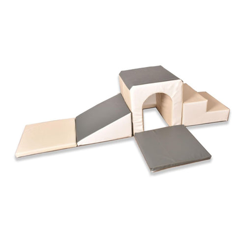 Soft Play Mountain Tunnel and Slide-Baby Sensory Toys,Baby Soft Play and Mirrors,Dropship,Eco Friendly,Play Mats & Baby Gyms,Playmats & Baby Gyms,Soft Play Sets,Stock-Grey-T1423/GREY-Learning SPACE