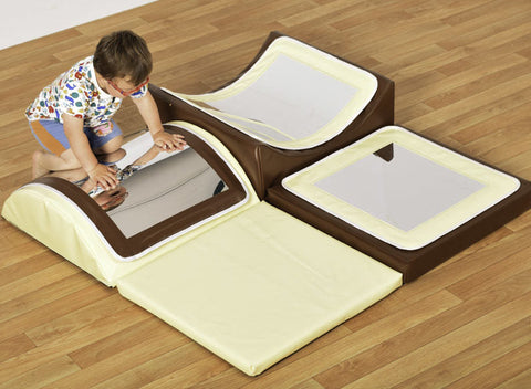 Soft Play Set - Triple Sensory Mirror-Baby Sensory Toys,Baby Soft Play and Mirrors,Dropship,Eco Friendly,Matrix Group,Play Mats & Baby Gyms,Playmats & Baby Gyms,Soft Play Sets-Brown/Cream-LSN1304BW-Learning SPACE