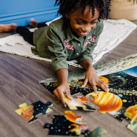 Solar System Floor Jigsaw Puzzle 48 Pieces-13-99 Piece Jigsaw,Games & Toys,Gifts For 3-5 Years Old,Outer Space,S.T.E.M,Science Activities,Stock-Learning SPACE