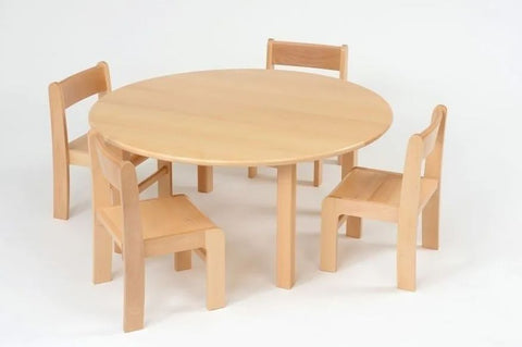 Solid Beech Circular Table & 21Cm Beech Stacking Chairs (4 Pack)-Beechwood,Cosy Direct,Round,Table,Table & Chair Set-Learning SPACE