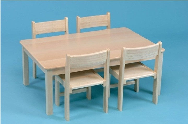 Solid Beech Rectangular Table & 21Cm Beech Stacking Chairs (4 Pack)-Beechwood,Cosy Direct,Rectangular,Table,Table & Chair Set-Learning SPACE