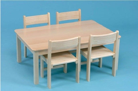 Solid Beech Rectangular Table & 21Cm Beech Stacking Chairs (4 Pack)-Beechwood,Cosy Direct,Rectangular,Table,Table & Chair Set-Learning SPACE