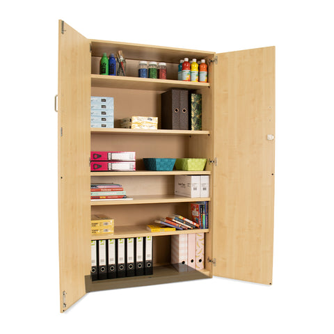 Stock Cupboard 1 Fixed and 4 Adjustable Shelves-Cupboards,Cupboards With Doors,Dropship,Wellbeing Furniture-Maple-MAP1800C-Learning SPACE