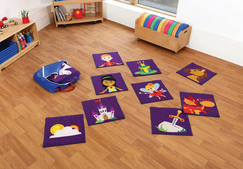 Storytime 32 Interactive Carpet Tiles with holdall-Classroom Packs,Dropship,Kit For Kids,Mats,Mats & Rugs,Rugs,Sit Mats,Square,Wellbeing Furniture-Learning SPACE