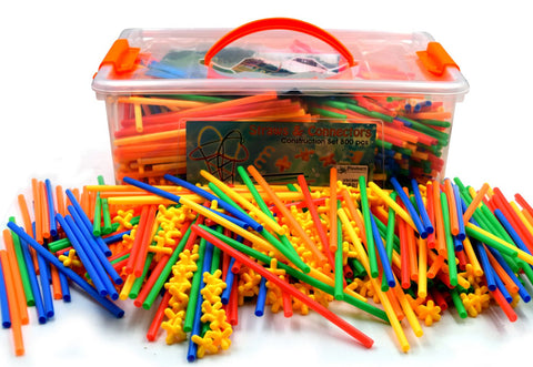 Straws & Connectors Construction Set (856 Pieces including Wheels)-Engineering & Construction,Fine Motor Skills,Playlearn,SCOTEXCEL-Learning SPACE
