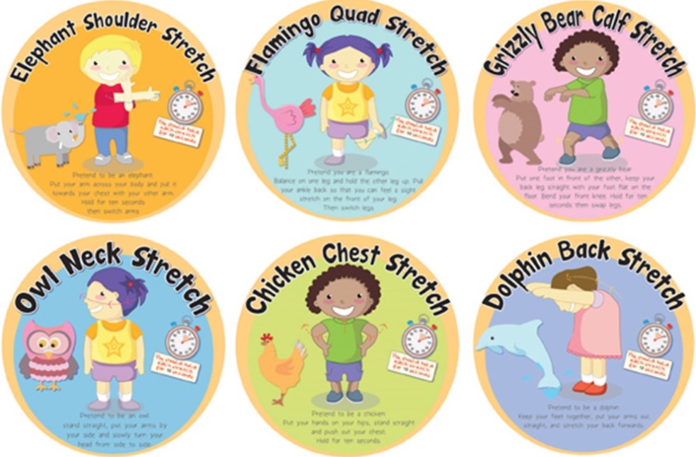 Stretches Set of 6 Outdoor Sign-Additional Need,Calmer Classrooms,Classroom Displays,Dropship,Forest School & Outdoor Garden Equipment,Helps With,Inspirational Playgrounds,Playground Wall Art & Signs,PSHE,Social Emotional Learning,Social Stories & Games & Social Skills,Stock-Learning SPACE