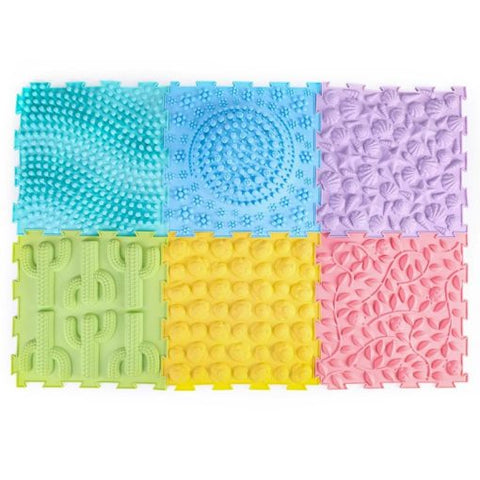 Massage Puzzle Floor Tiles – 6 Pastel Colours-Playlearn,Rainbow Theme Sensory Room,Sensory Floor Tiles,Sensory Flooring,Tactile Toys & Books-Learning SPACE