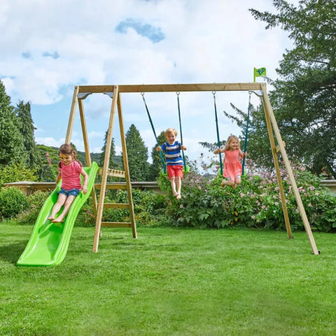 TP Forest Multiplay Double Wooden Swing Set & Slide (UK Mainland Only)-Dropship,Outdoor Slides,Outdoor Swings,swing,TP Toys-Learning SPACE