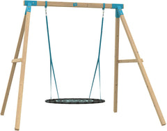 TP Kingswood Double Swing Square Wood Set with Giant Nest (UK Mainland Only)-Additional Need,Dropship,Gross Motor and Balance Skills,Helps With,Outdoor Swings,Playground Equipment,TP Toys-Learning SPACE