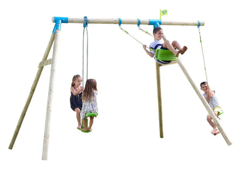 TP Knightswood Triple Wooden Swing Set With Glider And Button Seat (UK Mainland Only)-Dropship,Outdoor Play,Outdoor Swings,TP Toys-Learning SPACE