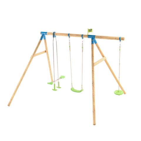 TP Knightswood Triple Wooden Swing Set With Glider And Button Seat (UK Mainland Only)-Dropship,Outdoor Play,Outdoor Swings,TP Toys-Learning SPACE