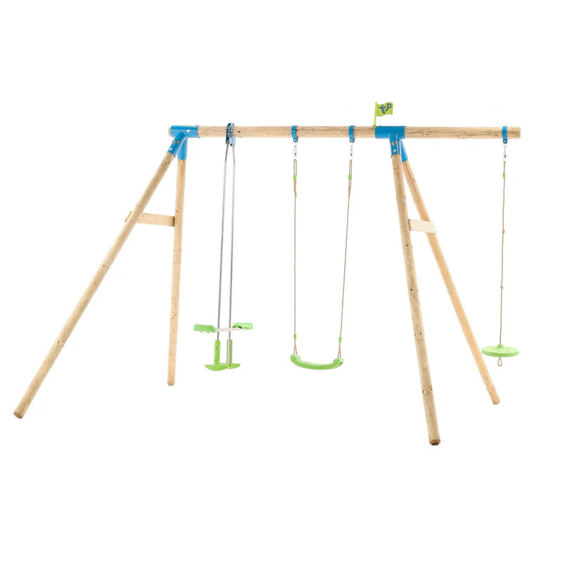 TP Knightswood Triple Wooden Swing Set With Glider And Button Seat (UK Mainland Only)-Dropship,Outdoor Play,Outdoor Swings,TP Toys-Learning SPACE
