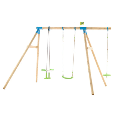 TP Knightswood Triple Wooden Swing Set With Glider And Button Seat (UK Mainland Only)-Dropship,Outdoor Play,Outdoor Swings,TP Toys-Learning SPACE