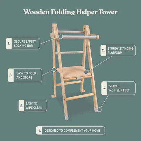 TP Step up Wooden Folding Helper Tower-Active Games,Baby & Toddler Gifts,Baby Climbing Frame,Baby Sensory Toys,Gifts For 1 Year Olds,Gifts For 2-3 Years Old,Gifts For 6-12 Months Old,Sensory Climbing Equipment,Toddler Seating-Learning SPACE