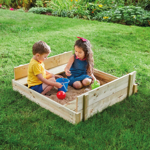 TP Wooden Lidded Sandpit-Outdoor Furniture,Outdoor Sand & Water Play,Outdoor Sand Pits,Outdoor Toys & Games,Playground Equipment,Sand,TP Toys-Learning SPACE