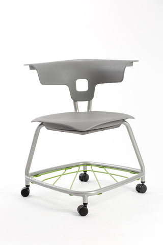 Teenager+ Ruckus Stack Chair With Storage Rack-Classroom Chairs,Dropship,Full Size Seating,KI Europe,Movement Chairs & Accessories,Ruckus,Seating,Wellbeing Furniture-Warm Grey-Chrome-RuckusStorStack460-WarmGry/Chm-Learning SPACE