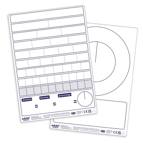 Ter Dry Wipe Fraction, Decimal, Percentage, Pie Board-Classroom Packs,Classroom Resources,Early Years Maths,Educational Classroom Materials,EDUK8,Maths,Primary Maths-Learning SPACE