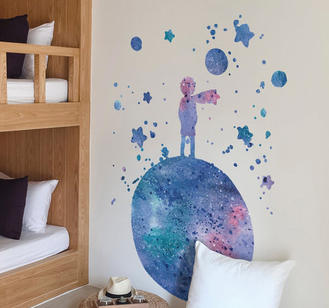 The Little Prince on the World Fairy Tale Wall Decal-Dropship,Star & Galaxy Theme Sensory Room,Sticker,Wall & Ceiling Stickers,Wall Decor-Learning SPACE