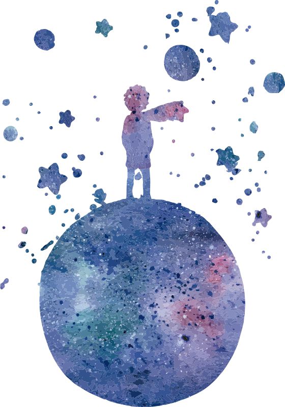 The Little Prince on the World Fairy Tale Wall Decal-Dropship,Star & Galaxy Theme Sensory Room,Sticker,Wall & Ceiling Stickers,Wall Decor-30x50 cm-A17570-Learning SPACE