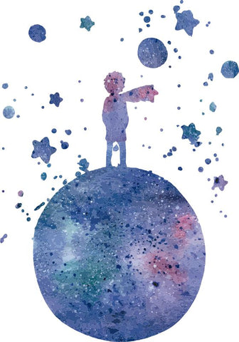 The Little Prince on the World Fairy Tale Wall Decal-Dropship,Star & Galaxy Theme Sensory Room,Sticker,Wall & Ceiling Stickers,Wall Decor-30x50 cm-A17570-Learning SPACE