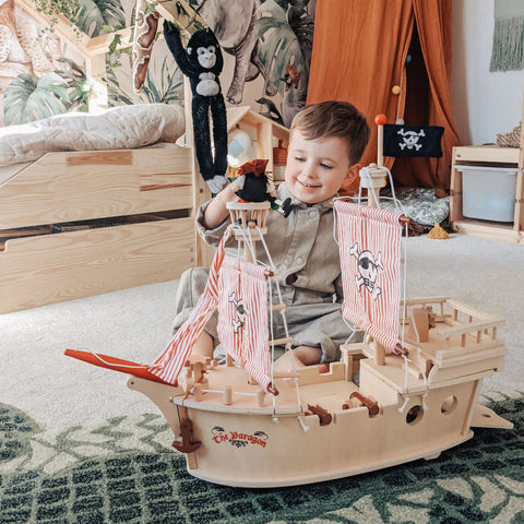 The Paragon Pirate Ship-Additional Need,Dinosaurs. Castles & Pirates,Fine Motor Skills,Helps With,Imaginative Play,Small World,Stock,Tidlo Toys,Wooden Toys-Learning SPACE