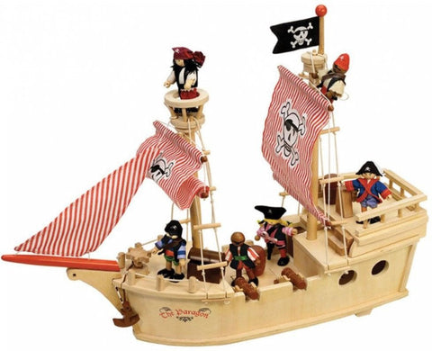 The Paragon Pirate Ship-Additional Need,Dinosaurs. Castles & Pirates,Fine Motor Skills,Helps With,Imaginative Play,Small World,Stock,Tidlo Toys,Wooden Toys-Learning SPACE