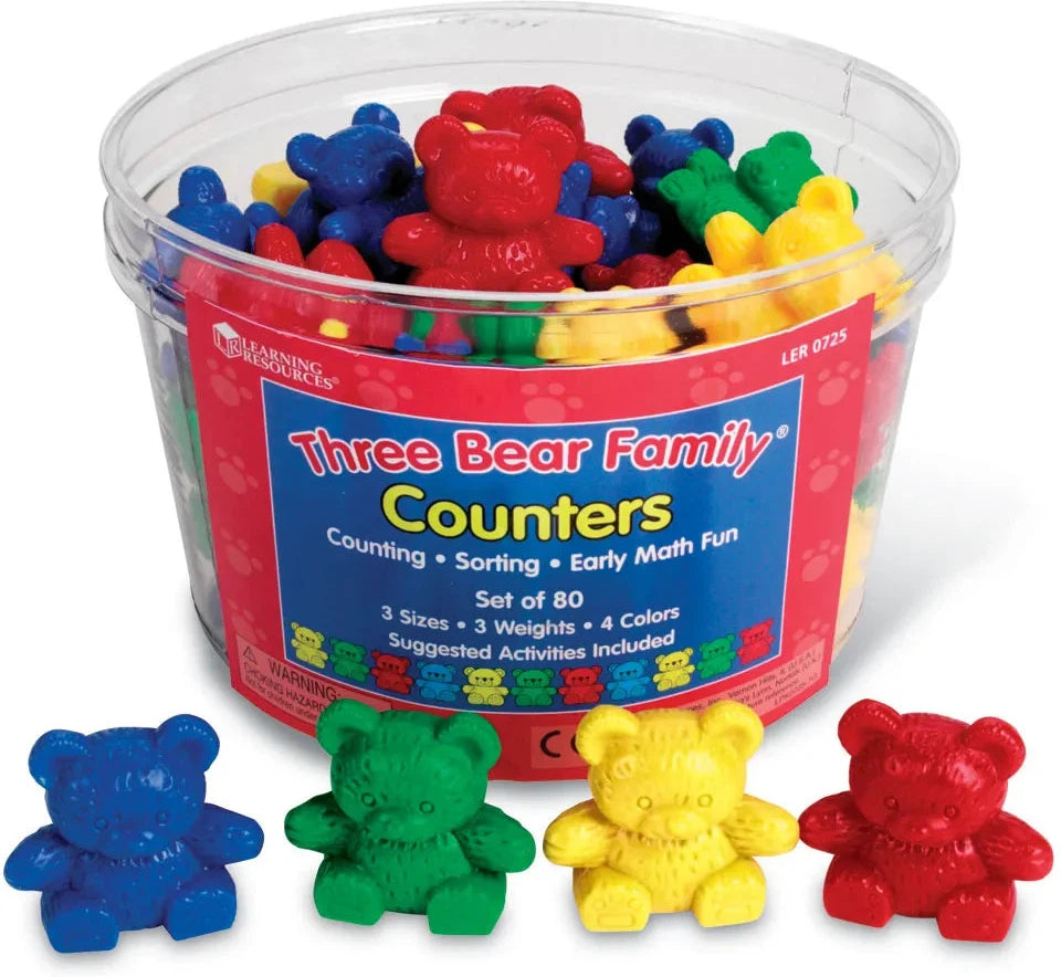 Three Bear Family Counters® Basic Set, 4 colours-Addition & Subtraction,AllSensory,Calming & Anxiety,Counting Numbers & Colour,Early Years Maths,Helps With,Learning Resources,Maths,Memory Pattern & Sequencing,Primary Maths,Sensory Seeking,Stock-Learning SPACE
