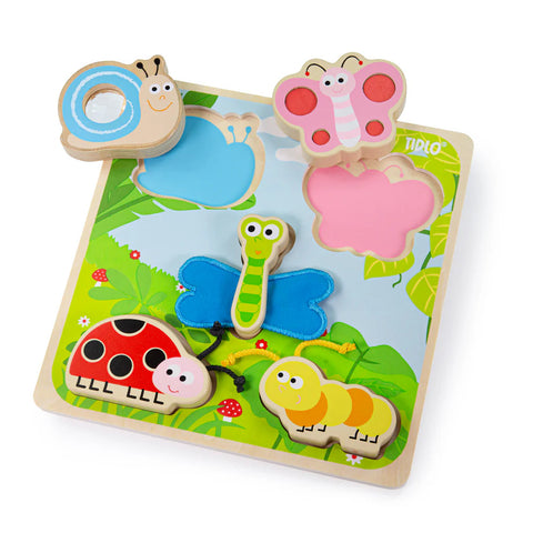 Touch and Feel Puzzle-Early years Games & Toys,Games & Toys,SCOTEXCEL,Sound. Peg & Inset Puzzles,Tactile Toys & Books,Tidlo Toys,Wooden Toys-Insects-T0026-Learning SPACE