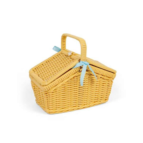 Toy Picnic Set in Yellow Basket-Bigjigs Toys,Kitchens & Shops & School,Play Food,Play Kitchen,Play Kitchen Accessories,SCOTEXCEL-Learning SPACE