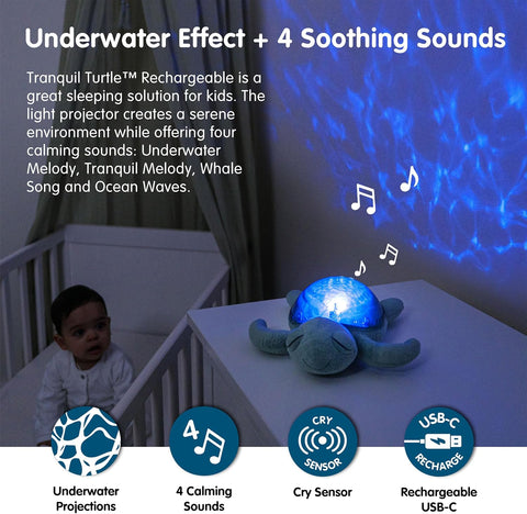 Tranquil Turtle® - Aqua (USB C Rechargeable)-Comfort Toys,Games & Toys,Night Light,Plush,Sensory Light Up Toys,Sensory Projectors,Sleep Issues,Visual Sensory Toys-Learning SPACE