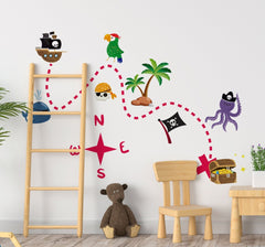 Treasure Map Wall Sticker-Dinosaurs. Castles & Pirates,Dropship,Sticker,Wall & Ceiling Stickers,Wall Decor-Learning SPACE