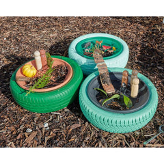 Trio Of Tyre Trays-Cosy Direct,Cosy Outdoor,Forest School & Outdoor Garden Equipment,Messy Play,Outdoor Play,Outdoor Sand & Water Play,Trays-Learning SPACE