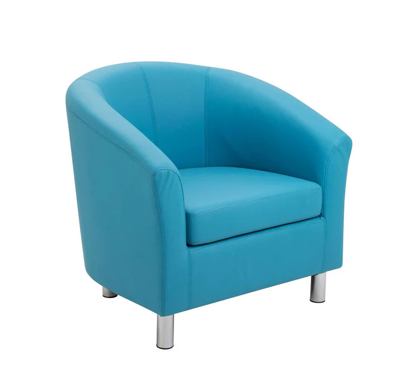 Tub Armchair with Metal Feet-Dropship,Full Size Seating,Furniture,Seating,Sensory Room Furniture,Sofa,Wellbeing Furniture-Sky Blue PU-OF2201SBML-Learning SPACE
