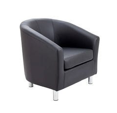 Tub Armchair with Metal Feet-Dropship,Full Size Seating,Furniture,Seating,Sensory Room Furniture,Sofa,Wellbeing Furniture-Black PU-OF2201BKML-Learning SPACE