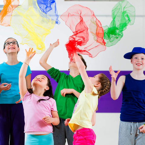 Tub of 10 Multi-colour Dance Scarves-Active Games,AllSensory,Baby Sensory Toys,Games & Toys,Imaginative Play,Role Play,Sensory,sensory activity-Learning SPACE