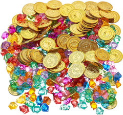 Tub of Pirate Treasure, 150 Gold Coins & 150 Gems-Dinosaurs. Castles & Pirates,Dress Up Costumes & Masks,Featured,Halloween,Imaginative Play,Money,Role Play-Learning SPACE