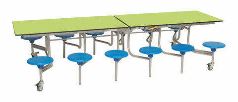 Twelve Seat Rectangular Mobile Folding Table - Suitable for age group 11 years to adult-Dining Furniture,Dining Tables,Folding Table,Furniture,Mobile Tables-Lime-Blue-9SRL101229-LI-BL-Learning SPACE