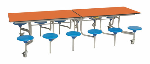 Twelve Seat Rectangular Mobile Folding Table - Suitable for age group 7 – 11 years-Dining Furniture,Dining Tables,Folding Table,Furniture,Mobile Tables-Orange-Blue-9SRL101227-OR-BL-Learning SPACE