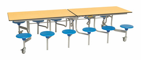 Twelve Seat Rectangular Mobile Folding Table - Suitable for age group 7 – 11 years-Dining Furniture,Dining Tables,Folding Table,Furniture,Mobile Tables-Maple-Blue-9SRL101227-MA-BL-Learning SPACE