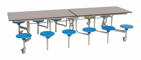 Twelve Seat Rectangular Mobile Folding Table - Suitable for age group 7 – 11 years-Dining Furniture,Dining Tables,Folding Table,Furniture,Mobile Tables-Grey Fleck-Blue-9SRL101227-GF-BL-Learning SPACE