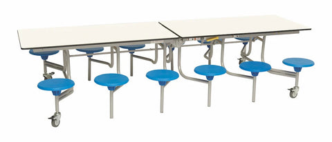 Twelve Seat Rectangular Mobile Folding Table - Suitable for age group 7 – 11 years-Dining Furniture,Dining Tables,Folding Table,Furniture,Mobile Tables-White-Blue-9SRL101227-WH-BL-Learning SPACE