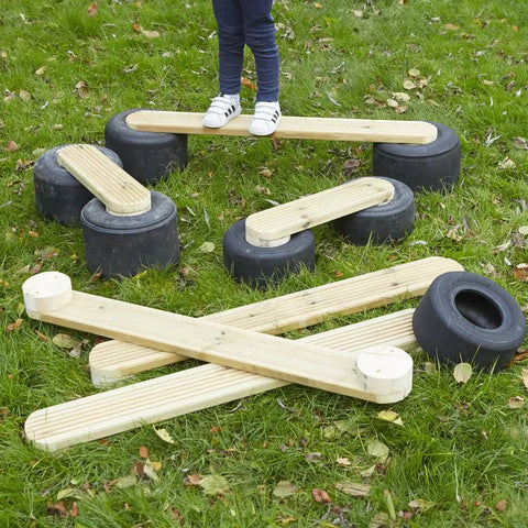 Tyre Walking Planks (6Pk)-Cosy Direct,Forest School & Outdoor Garden Equipment,Gross Motor and Balance Skills,Outdoor Climbing Frames,Outdoor Play,Outdoor Toys & Games-Learning SPACE