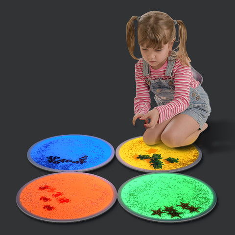 UV Round Aquarium Liquid Tiles, 4 Pack-Dropship,family fund bestsellers,SCOTEXCEL,Sensory Floor Tiles,UV Reactive,Visual Fun,Visual Sensory Toys-Learning SPACE