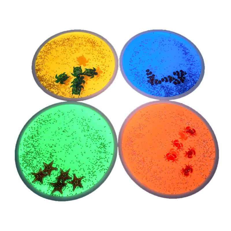 UV Round Aquarium Liquid Tiles, 4 Pack-Dropship,family fund bestsellers,SCOTEXCEL,Sensory Floor Tiles,UV Reactive,Visual Fun,Visual Sensory Toys-Learning SPACE