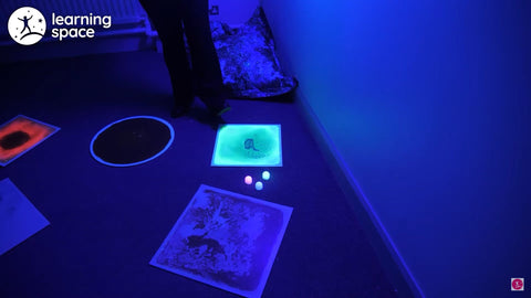 UV Sensory Liquid Floor Tiles (40x40cm) - Set of 4-AllSensory,Calming & Anxiety,Chill Out Area,Helps With,Lumina,Playlearn,Sensory Floor Tiles,Sensory Flooring,Sensory Processing Disorder,Sensory Seeking,Stock,UV Reactive,Visual Sensory Toys-Learning SPACE