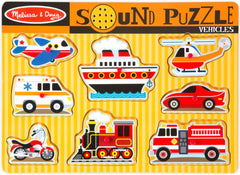 Vehicles Sound Puzzle - 8 Pieces-Baby Wooden Toys,Sound,Sound. Peg & Inset Puzzles,Stock-Learning SPACE