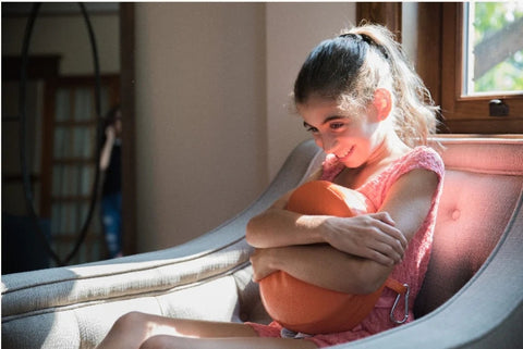 Vibrating Orange Circle Pillow Cushion-ADD/ADHD,AllSensory,Autism,Bean Bags & Cushions,Calming & Anxiety,Calming and Relaxation,Cushions,Down Syndrome,Helps With,Movement Chairs & Accessories,Neuro Diversity,Seating,Sensory Processing Disorder,Sensory Seeking,Teen Sensory Weighted & Deep Pressure,Vibration & Massage,Wellbeing Furniture-Learning SPACE