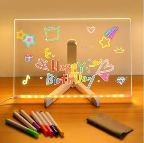 Acrylic LED Message Board (inc 7 markers) - 200x300mm-Drawing & Easels,Mark Making,Premier Office,Sensory Light Up Toys,Visual Sensory Toys-Learning SPACE