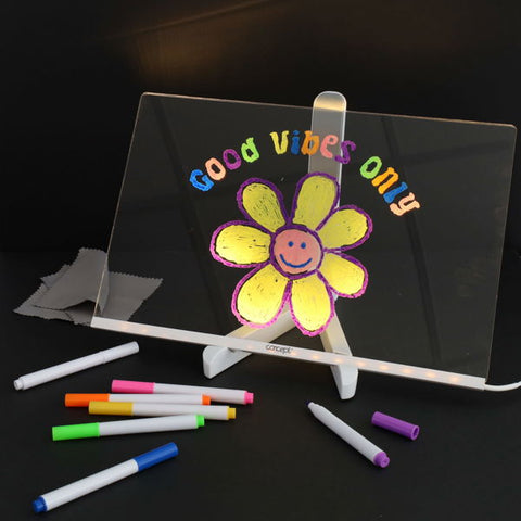 Acrylic LED Message Board (inc 7 markers) - 200x300mm-Drawing & Easels,Mark Making,Premier Office,Sensory Light Up Toys,Visual Sensory Toys-Learning SPACE